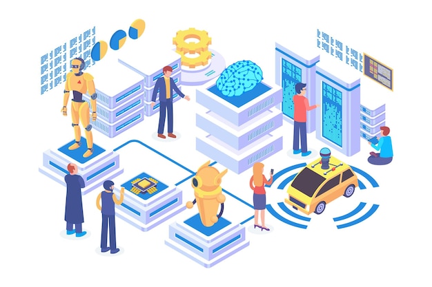 Concepto de vector de productos de AI isométrica