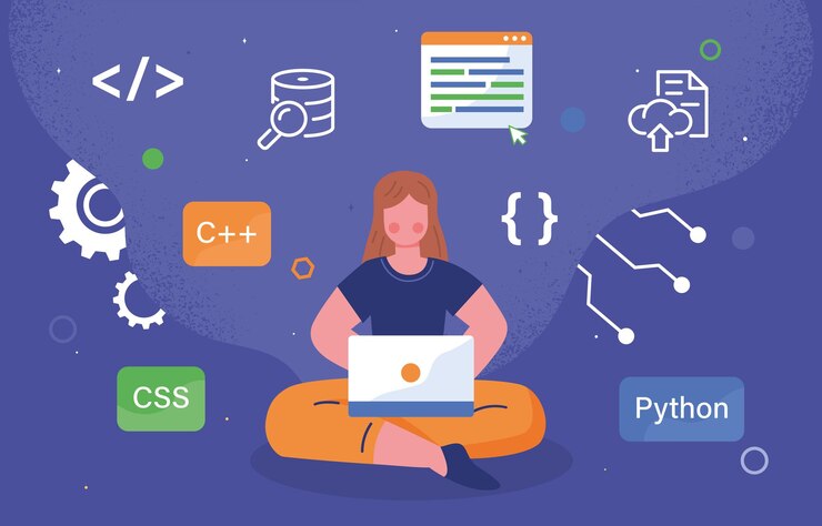 Vector concepto de vector de programación de mujer