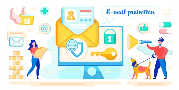 Concepto del vector de la protección de la correspondencia del email