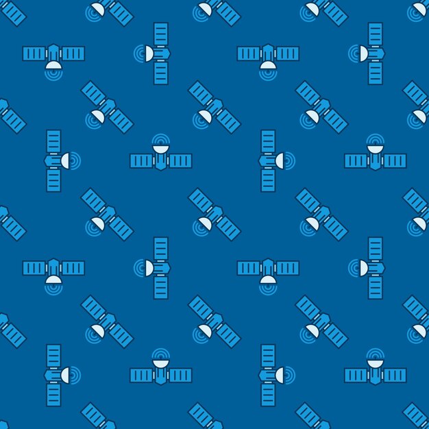 Concepto de vector de satélite único patrón sin costuras azul mínimo