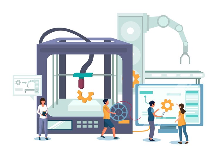 Vector concepto de vector de tecnología de impresión d para página de sitio web de banner web
