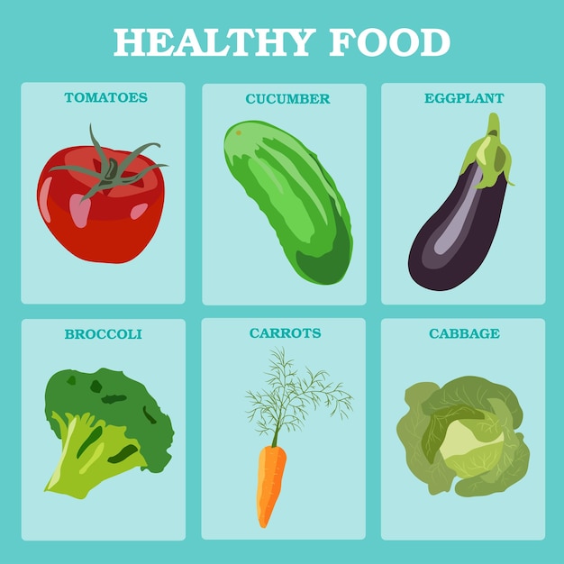 Concepto de vector de verduras frescas Ilustración de estilo plano de dieta saludable Los alimentos verdes aislados se pueden usar en el menú del restaurante libros de cocina y etiquetas de granja orgánica
