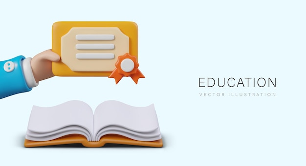 Concepto vectorial 3D de aprendizaje exitoso Anuncio de cursos en línea de la academia de la escuela universitaria