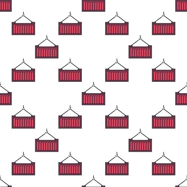 Concepto vectorial de contenedor de transporte rojo patrón sin costuras