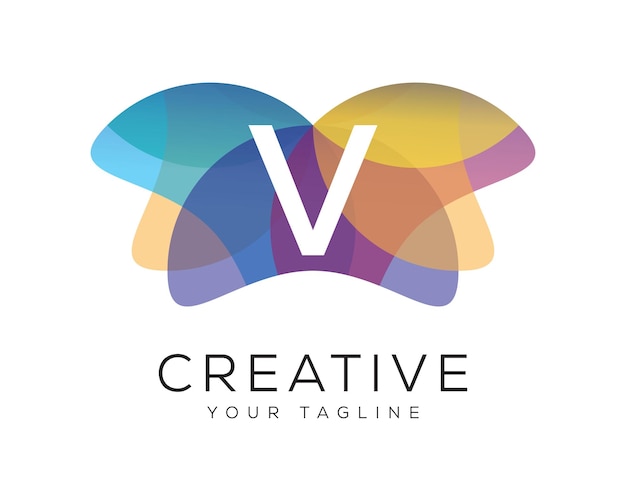 Concepto vectorial de diseño de la letra V del logotipo