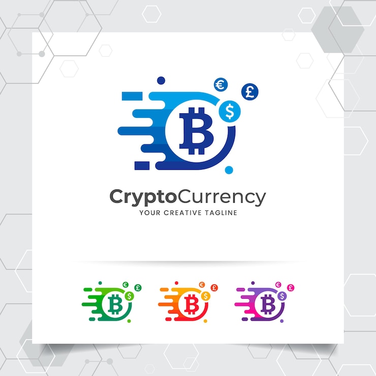 Vector el concepto vectorial del diseño del logotipo de bitcoin de la criptomoneda como un sistema de pago digital de intercambio