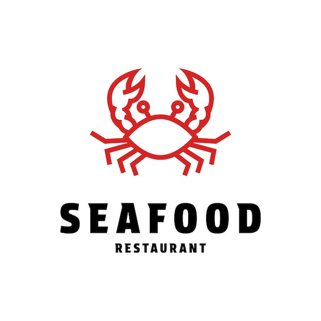 concepto vectorial de diseño de logotipo de cangrejo para el menú de un restaurante
