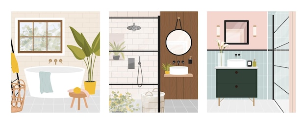 Concepto vectorial moderno del interior del baño