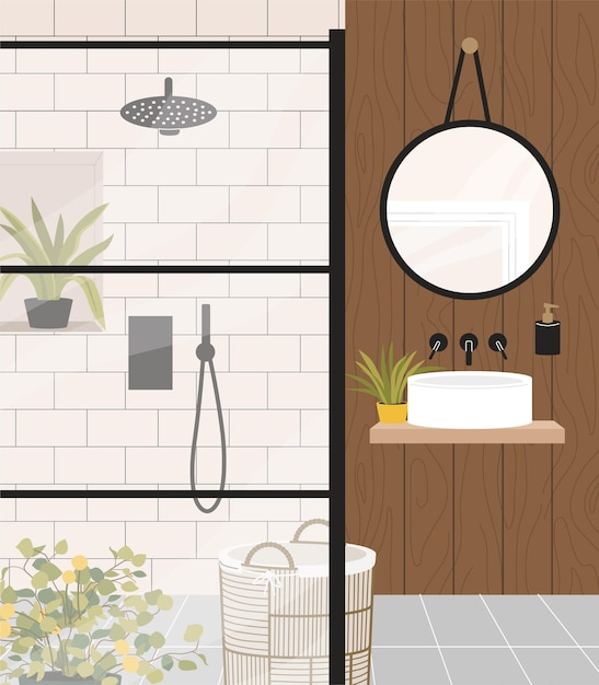 Concepto vectorial moderno del interior del baño