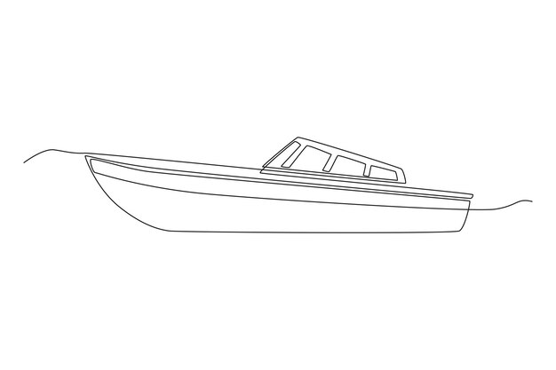 Concepto de vehículo de viaje de barco de dibujo de una sola línea Ilustración de vector gráfico de diseño de dibujo de línea continua