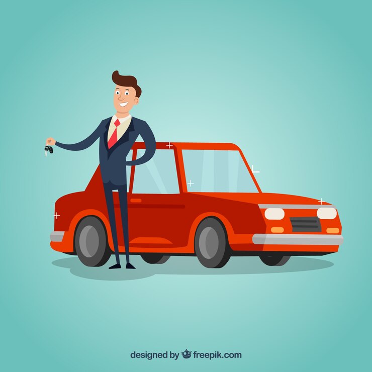 Vector concepto de vendedor de coches