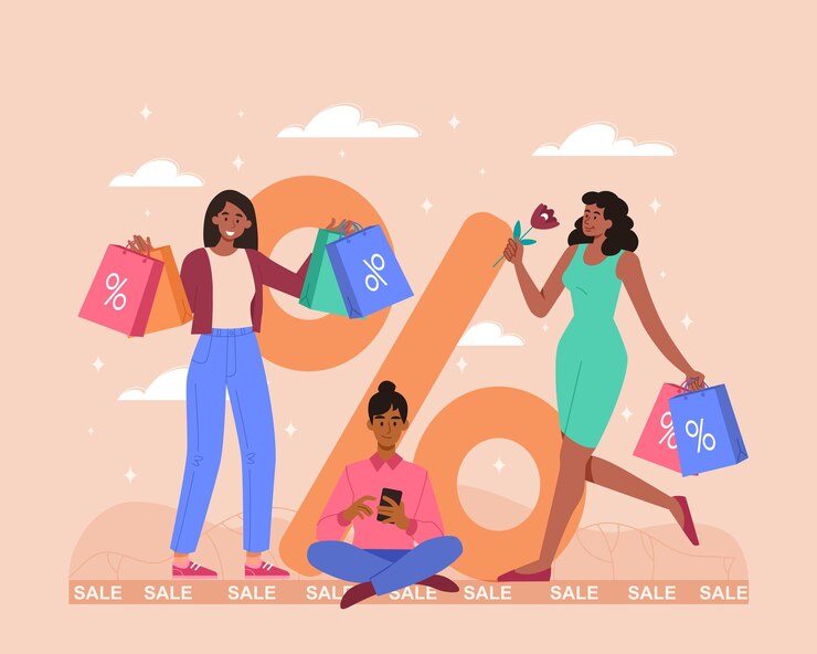 Vector concepto de venta de compras