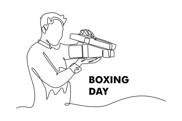 Concepto de venta del día del boxeo Diseño de dibujo de línea única Ilustración gráfica vectorial