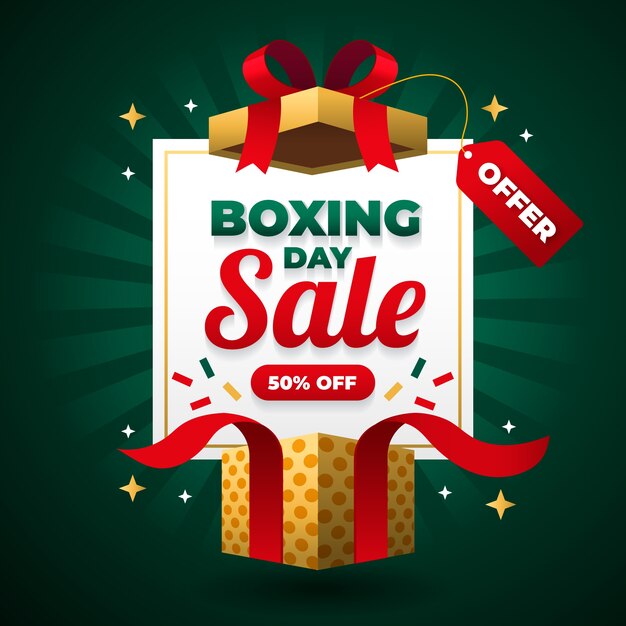 Concepto de venta de día de boxeo de diseño plano