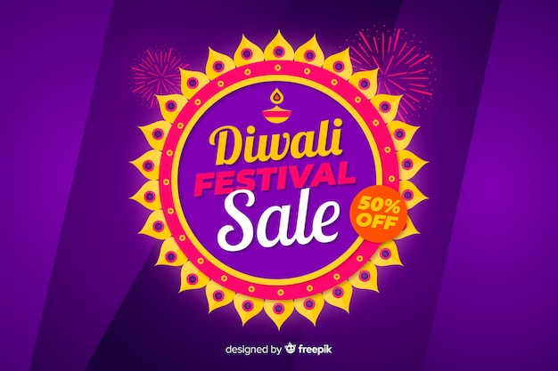 Concepto de venta de diwali de diseño plano