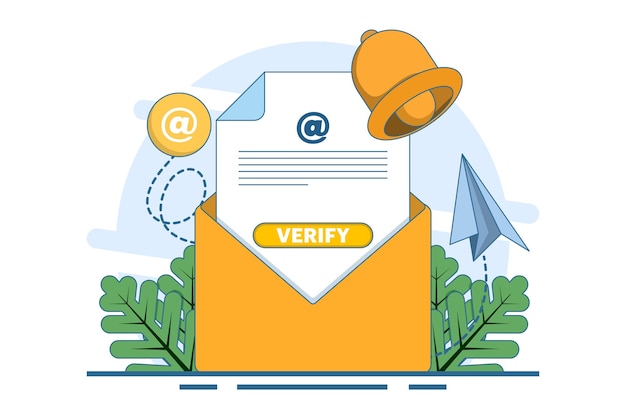 Concepto de verificación de correo electrónico o recepción de correo electrónico entrante o Envío y recepción de correos electrónicos de verificación