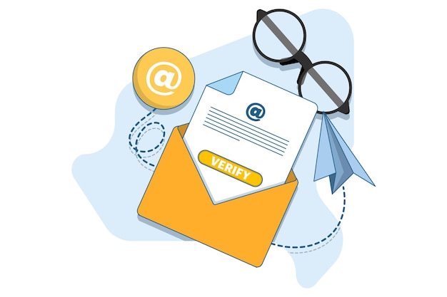 Concepto de verificación de correo electrónico o recepción de correo electrónico entrante o Envío y recepción de correos electrónicos de verificación