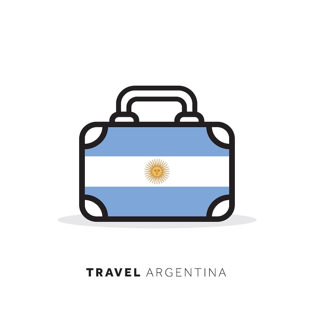 Concepto de viaje de Argentina Icono de vector de maleta con bandera nacional del país