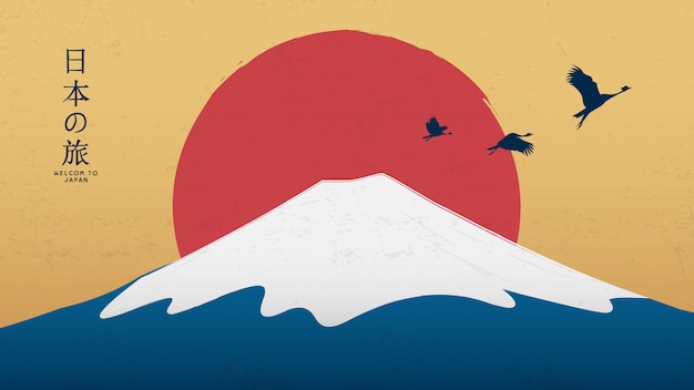 Concepto de viaje. bandera de viaje de Japón