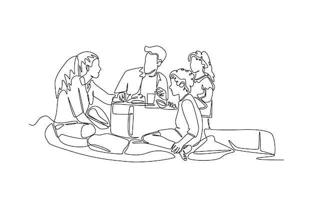 Concepto de viaje por carretera de dibujo continuo de una línea Ilustración gráfica vectorial de diseño de dibujo de línea única
