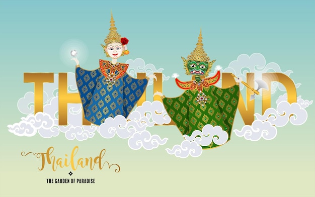 Concepto de viaje de Tailandia Los lugares más hermosos para visitar en Tailandia en estilo plano