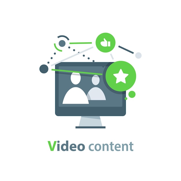 Concepto de video blogging marketing en internet y publicidad ver transmisión de televisión video viral