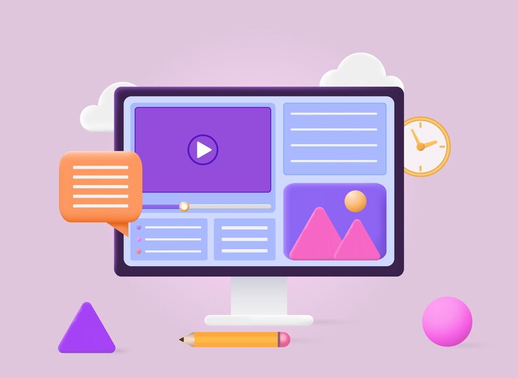 Vector concepto de video en línea imagen minimalista de la página en el telón de fondo de diseño de internet y el diseño para el sitio.