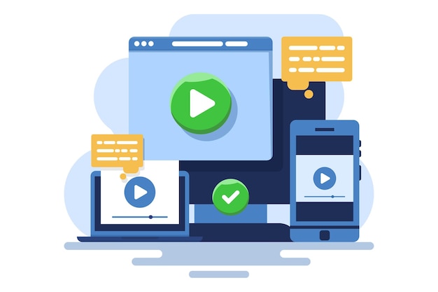 Concepto de video tutoriales o seminarios web y educación a distancia o formación y aprendizaje en línea