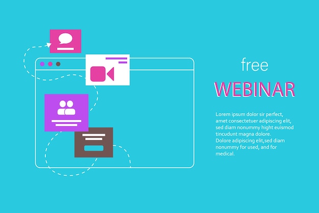 Vector el concepto de videoconferencia en línea en un estilo plano maqueta para anuncio de conferencia de negocios