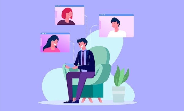 Concepto de videoconferencia en línea