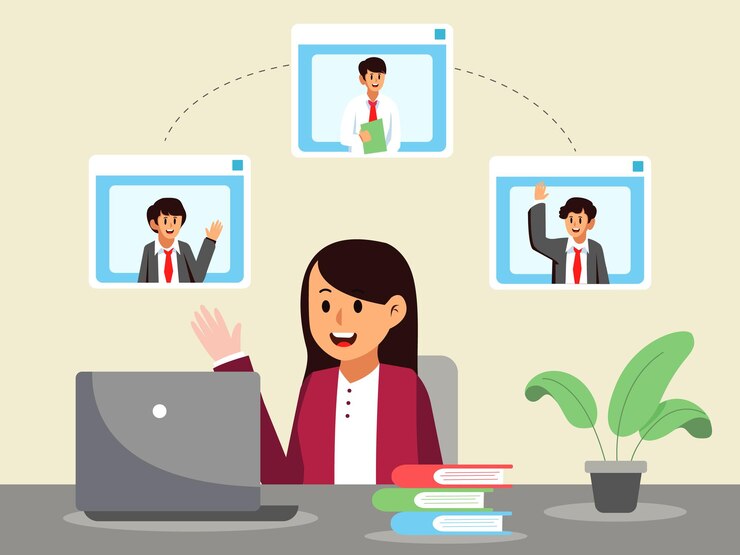 Concepto de videoconferencia en la oficina