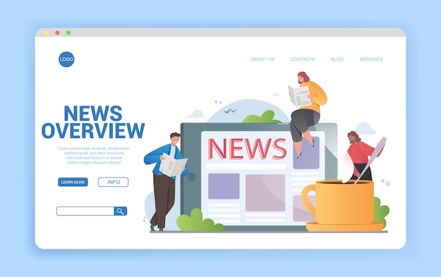 Concepto de visión general de las noticias en línea y en impresión con personas leyendo revistas y una aplicación mientras la mujer se mueve