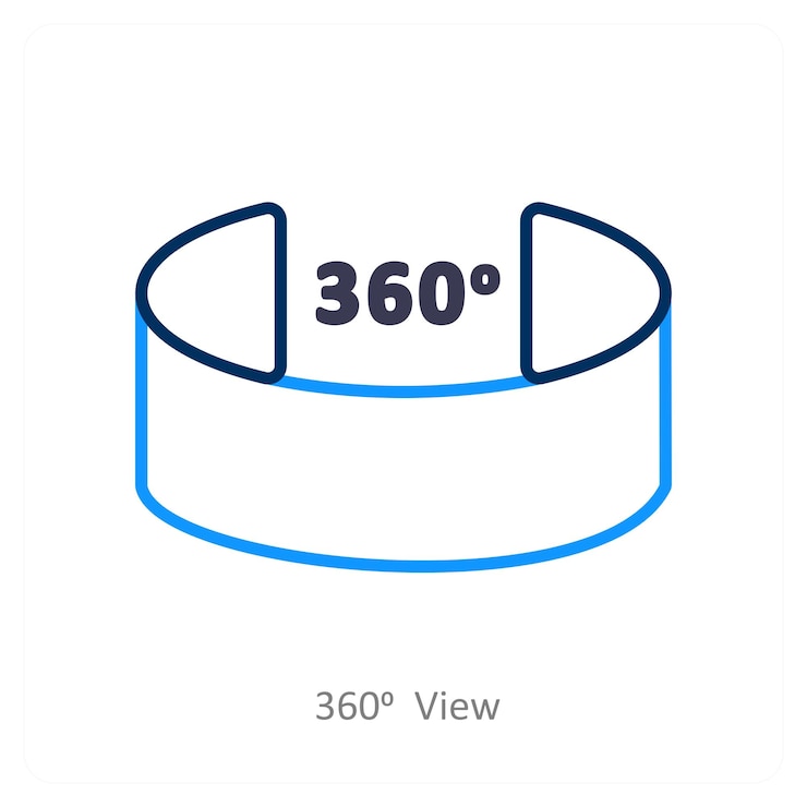 Vector concepto de vista 360 y icono de vista