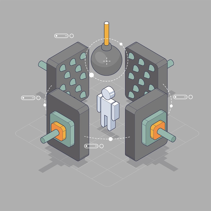 Vector concepto de visualización de datos ilustración vectorial isométrica en 3d
