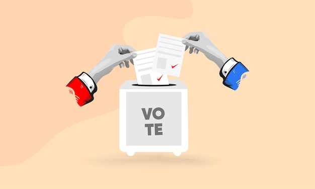 Concepto de votación Colocación manual del papel en la urna de votación