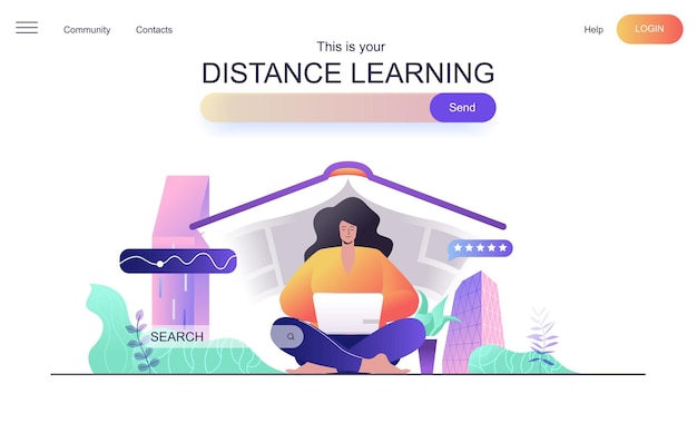 Vector concepto web de aprendizaje a distancia para la página de destino