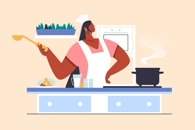 Vector concepto web de cocina en casa