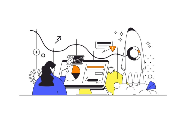 Vector concepto web de empresa de subcontratación en diseño de esquema plano con carácter