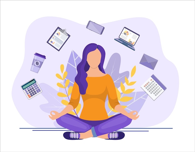 Vector concepto de yoga empresarial