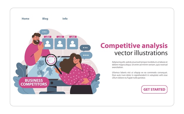 Conceptos de análisis competitivo profesionales que evalúan la competencia empresarial utilizando datos y estrategias
