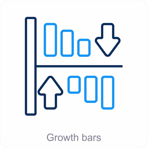 Conceptos de barras de crecimiento y iconos de diagrama