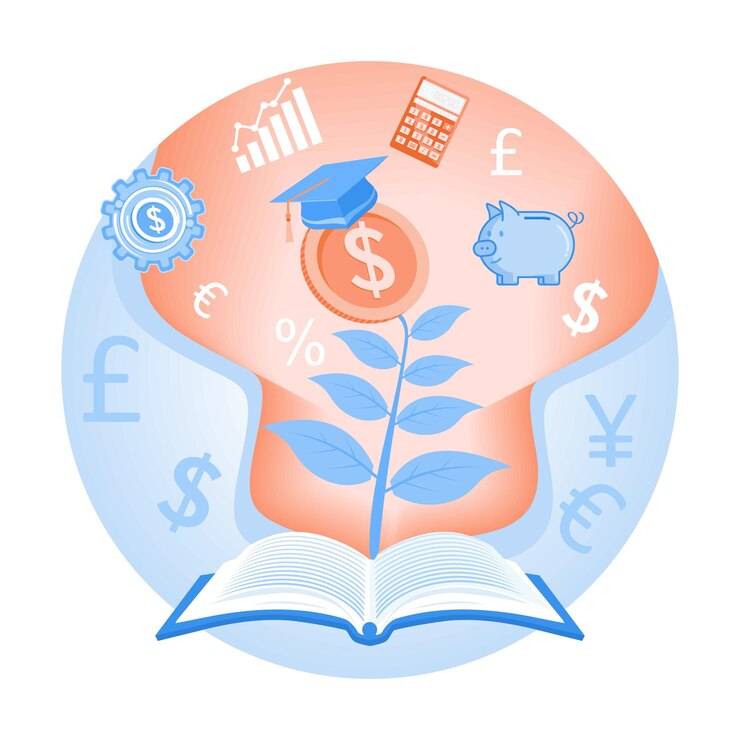 Vector conceptos de crecimiento financiero para la inversión y la educación