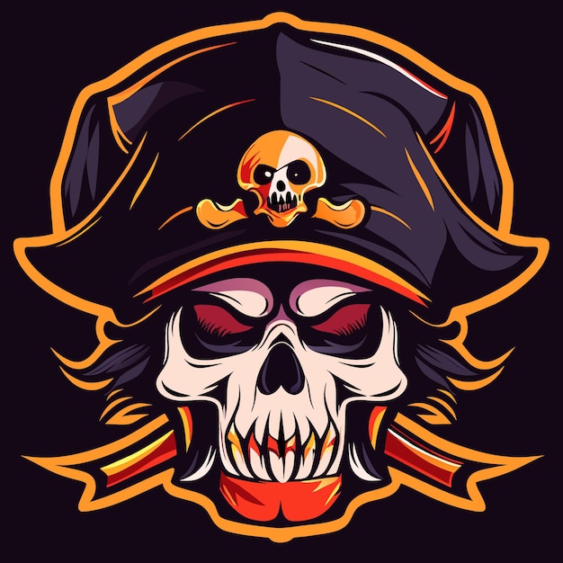 Conceptos de diseño de camiseta abstracta de arte vectorial de calavera pirata