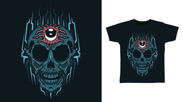 Conceptos de diseño de camiseta de esqueleto ojo diablo