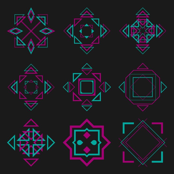 Conceptos de diseño geométrico con diferentes formas