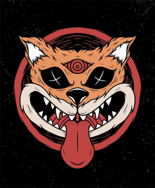 Conceptos de diseño de ilustración de monstruo de gato naranja