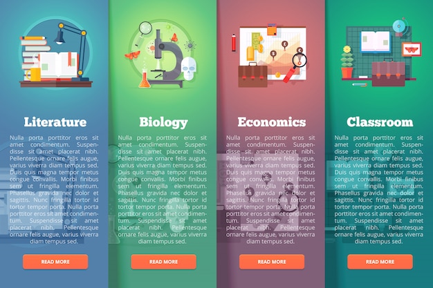 Conceptos de diseño vertical de educación y ciencia. estilo moderno.