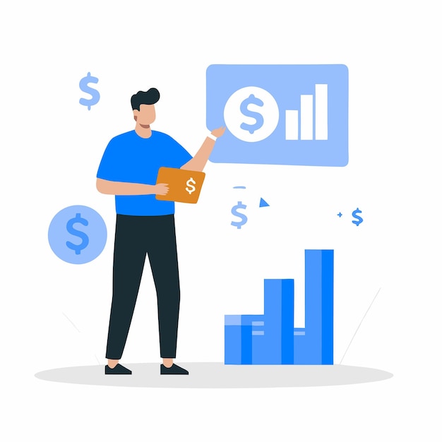 Conceptos de finanzas e inversiones ilustrados de una manera moderna y atractiva