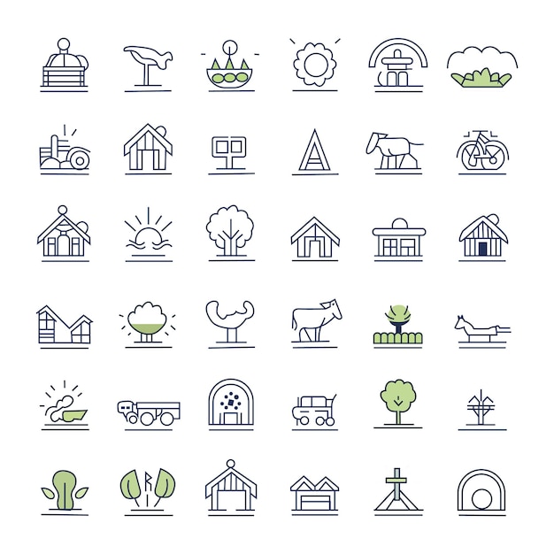 Conceptos de icono de agricultura y granja moderna premium estilo de línea delgada trazo editable Agricultura