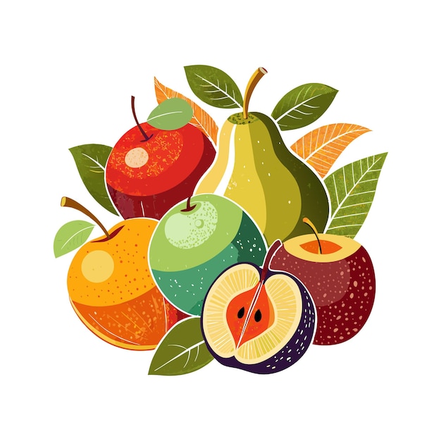 Conceptos de ilustración vectorial de frutas realistas